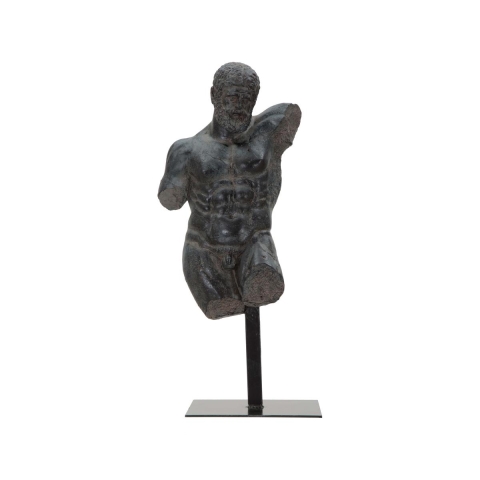 Buste af mand i sort harpiks, skulptur Ercole Kampagne