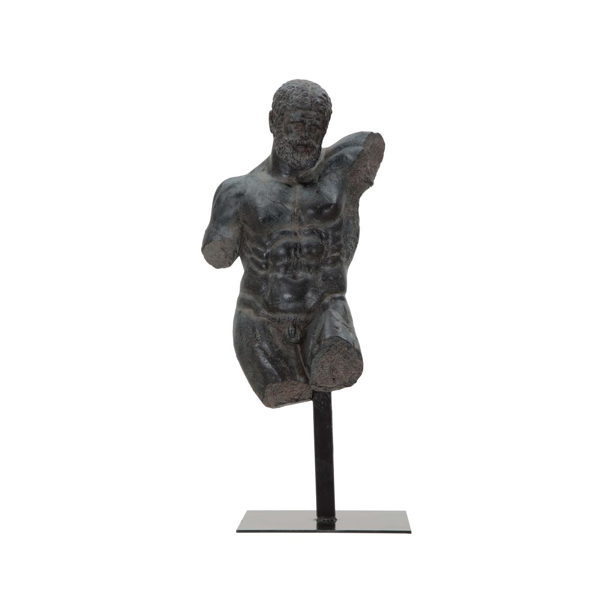 Buste af mand i sort harpiks, skulptur Ercole Kampagne
