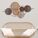 Dekorativt vægpanel i træ og metal boho chic 134x69 cm Woody På Tilbud