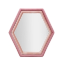 Moderne vægspejl med rosa velourramme, hexagon Tony Kampagne