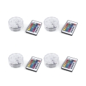 Sæt med 4 vandtætte LED-spotlights med fjernbetjening Ø6,9x2,8 cm Virel Kampagne