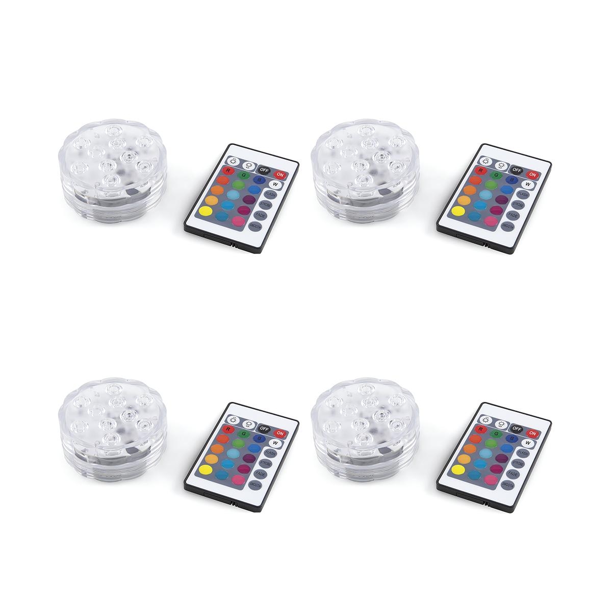 Sæt med 4 vandtætte LED-spotlights med fjernbetjening Ø6,9x2,8 cm Virel Kampagne Sæt med 4 vandtætte LED-spotlights med fjernbetjening Ø6,9x2,8 cm Virel Kampagne
