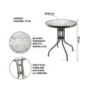 Rundt udendørsbord 60 cm stål og glas Lorea Mål