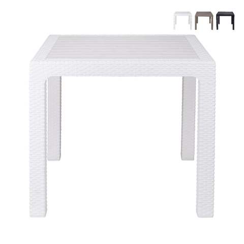 Firkantet udendørs plastbord med rattan-look 80x80 cm Varnu Kampagne