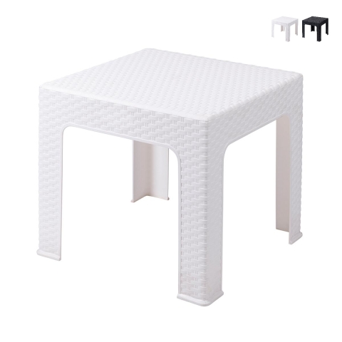 Udendørs lavt bord 43x43 cm i plast med rattan-look Zhorek Kampagne
