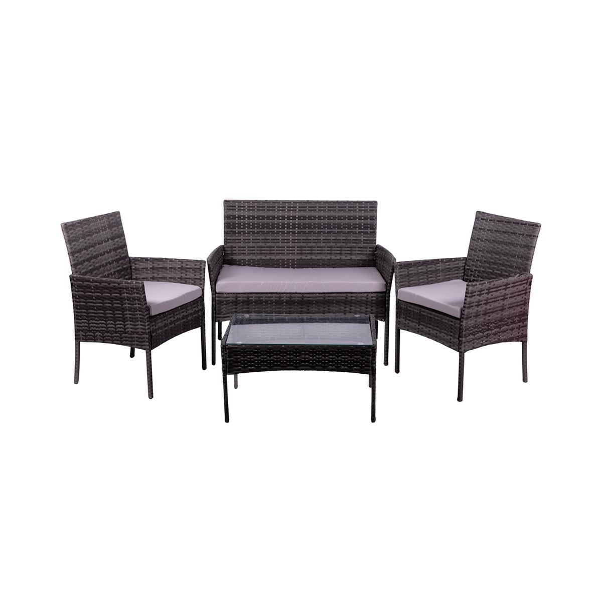 Havemøbler i rattan med sofa, 2 stole og glasbord Rodi Kampagne Havemøbler i rattan med sofa, 2 stole og glasbord Rodi Kampagne