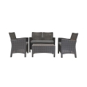 Havesæt med 2-personers sofa, lænestole og bord i rattan-look Malaga Rabatter