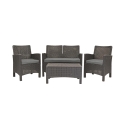 Havesæt med 2-personers sofa, lænestole og bord i rattan-look Malaga Omkostninger