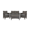 Havesæt med 2-personers sofa, lænestole og bord i rattan-look Malaga Omkostninger