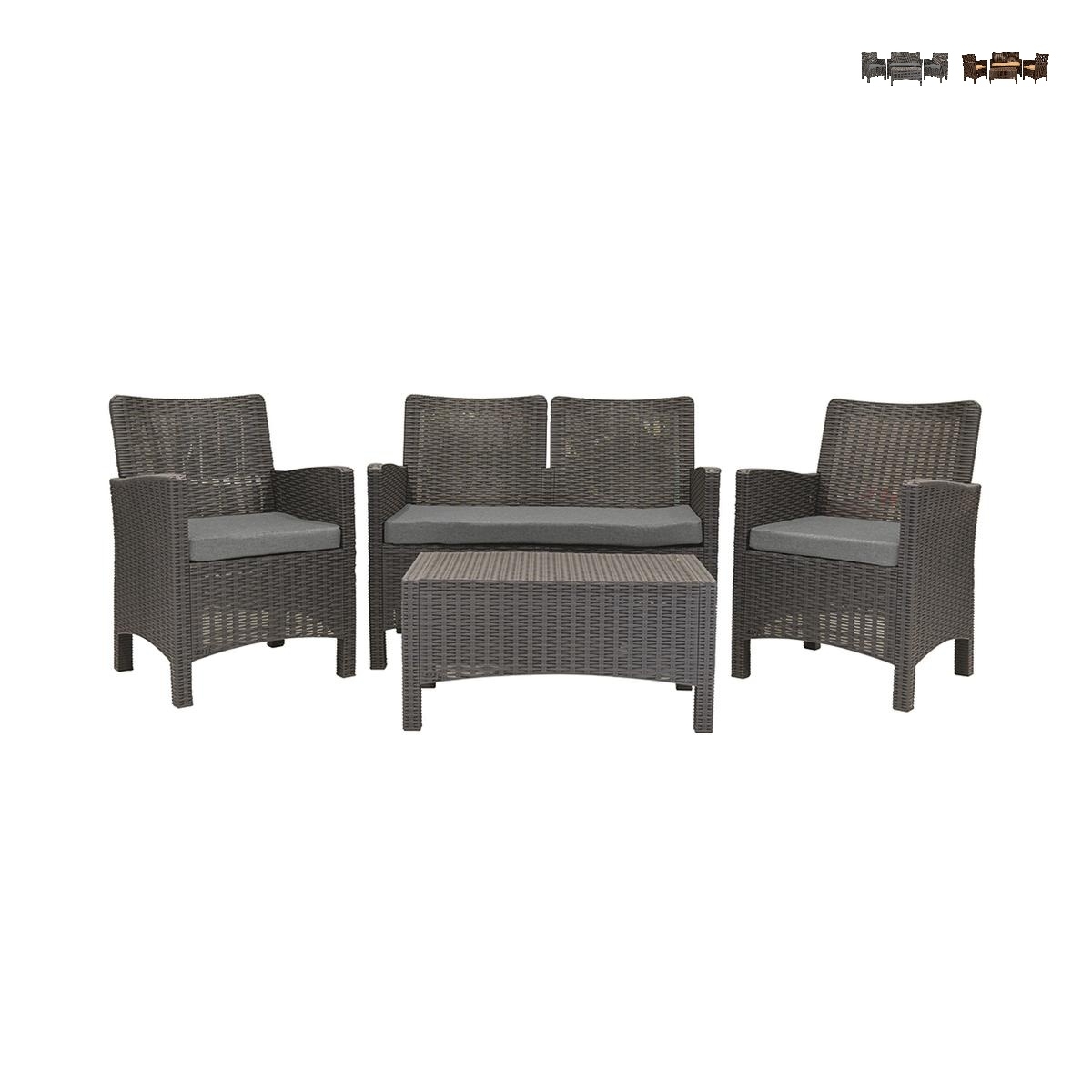 Havesæt med 2-personers sofa, lænestole og bord i rattan-look Malaga Kampagne Havesæt med 2-personers sofa, lænestole og bord i rattan-look Malaga Kampagne