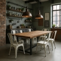 Steel Old spisebords stol vintage brugt industrielt design stil i stål 
