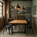 Steel Old spisebords stol vintage brugt industrielt design stil i stål 
