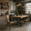 Steel Old spisebords stol vintage brugt industrielt design stil i stål 
