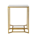 Kaffebord i guldfarvet metal med marmorplade 47x47x60 Double Marble Tilbud