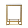 Kaffebord i guldfarvet metal med marmorplade 47x47x60 Double Marble Tilbud
