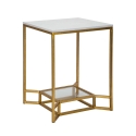 Kaffebord i guldfarvet metal med marmorplade 47x47x60 Double Marble Kampagne