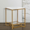 Kaffebord i guldfarvet metal med marmorplade 47x47x60 Double Marble På Tilbud