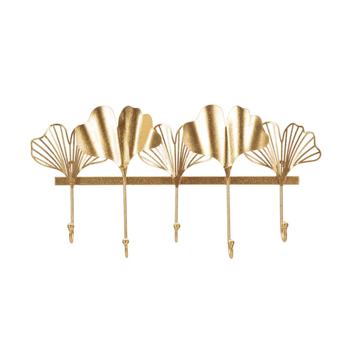 Vægmonteret knagerække i metal med 5 kroge 26,3x49,5x6 cm Leaves Kampagne