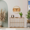 Metalkonsol i boho chic stil med rattanbordplade Samui På Tilbud