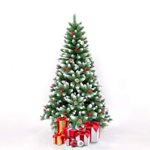 Bergen 180 cm høj kunstigt plastik grøn juletræ med fod dekorationer Kampagne