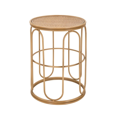 Rundt lavt bord i metal og rattan 55x40x40 cm Samui Kampagne