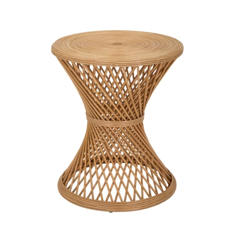 Rundt lavt bord i rattan 56x48x48 cm boho chic stil Teyra Kampagne