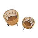 Sæt med 2 runde rattan-plantestativer med sort metalstander Zeyok Tilbud