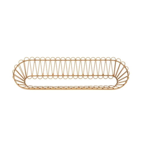 Væghylde i metal og rattan, boho-chic stil Panama Kampagne