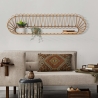 Væghylde i metal og rattan, boho-chic stil Panama På Tilbud