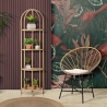 Metal- og rattan-stol med hvid pude, boho chic Panama På Tilbud