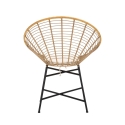 Metal- og rattan-stol med hvid pude, boho chic Panama Udvalg
