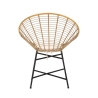 Metal- og rattan-stol med hvid pude, boho chic Panama Udvalg
