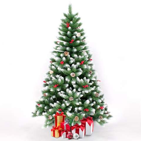 Oslo 240 cm høj kunstigt plastik grøn juletræ med fod dekorationer Kampagne