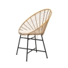 Metal- og rattan-stol med hvid pude, boho chic Panama Udsalg