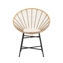 Metal- og rattan-stol med hvid pude, boho chic Panama Tilbud