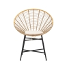 Metal- og rattan-stol med hvid pude, boho chic Panama Tilbud