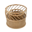Sæt med 2 runde planteholdere i metal og rattan Panama Udsalg