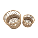 Sæt med 2 runde planteholdere i metal og rattan Panama Tilbud