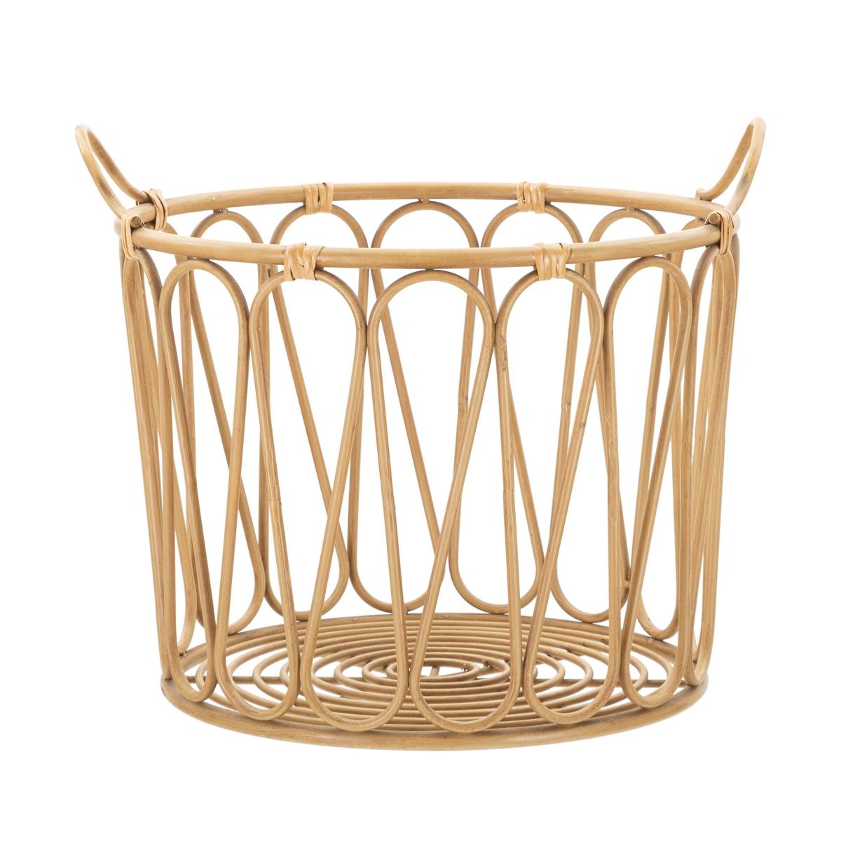 Rund opbevaringskurv boho chic i metal og rattan Panama Kampagne Rund opbevaringskurv boho chic i metal og rattan Panama Kampagne
