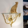 Væghylde i guldfarvet metal med glashylde Tisty På Tilbud