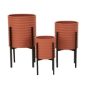 Sæt med 3 moderne runde blomsterholdere i farvet metal Milly Tris Tilbud