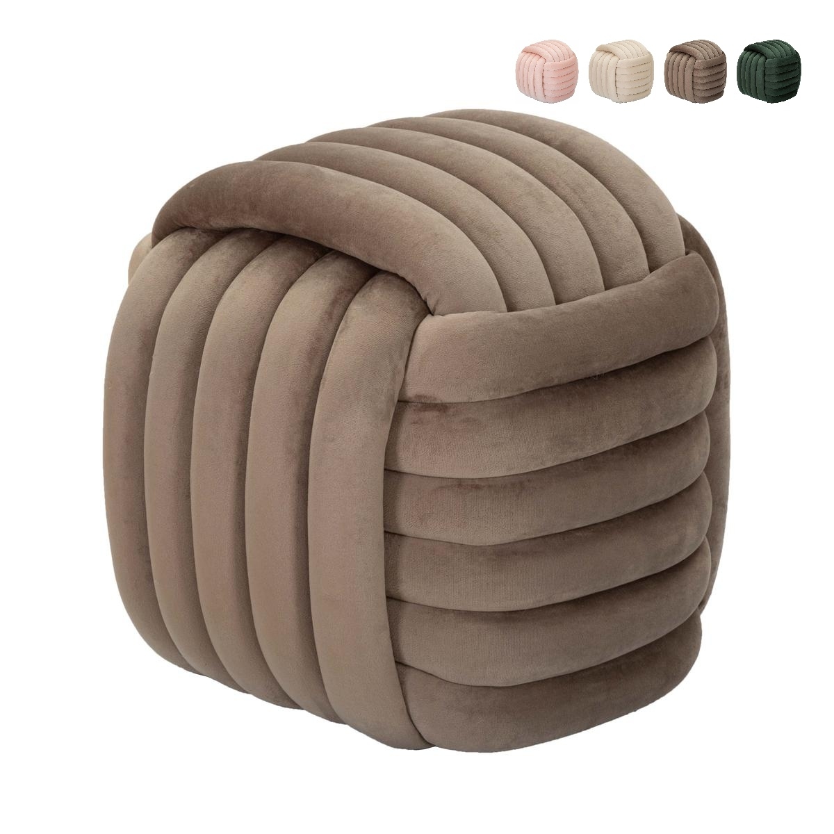 Moderne Softy puf i flettet design med velourpolstring Rabatter Moderne Softy puf i flettet design med velourpolstring Rabatter