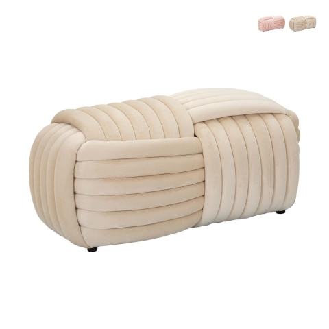 Moderne flettet velourbænk, 90x45x45 cm, Softy Kampagne