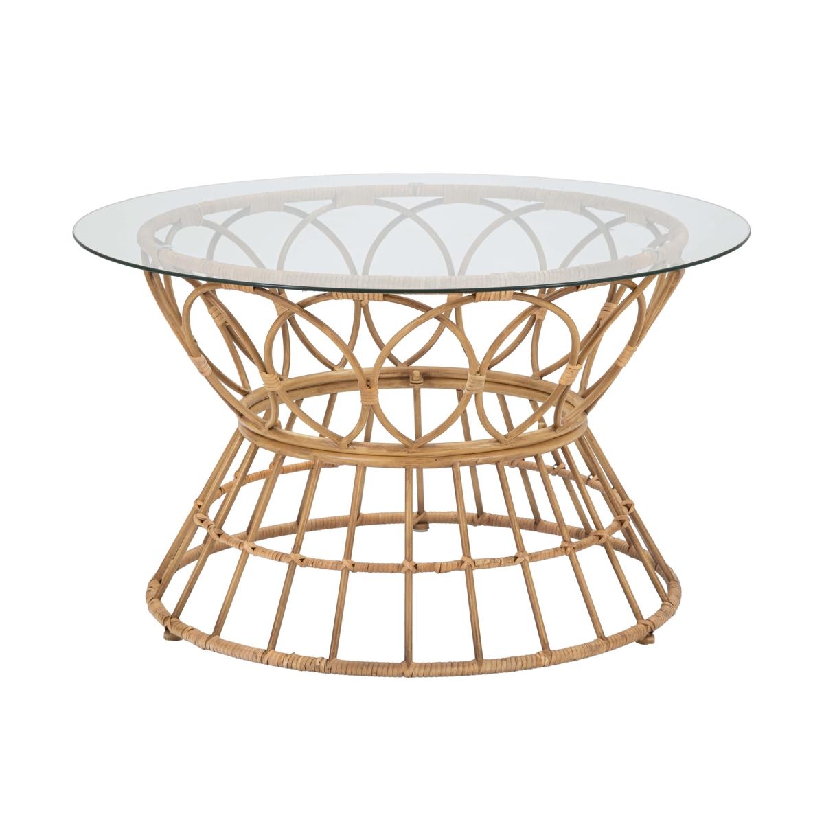 Rundt sofabord i rattan og glas 75x44,5 cm Panama Circle Kampagne