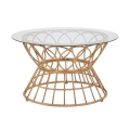Rundt sofabord i rattan og glas 75x44,5 cm Panama Circle Kampagne