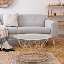 Rundt sofabord i rattan og glas 75x44,5 cm Panama Circle På Tilbud