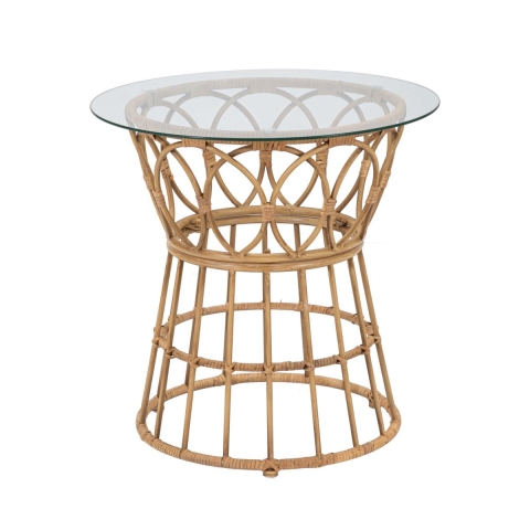 Rundt rattanbord med glasplade 50x50cm Panama Circle Kampagne