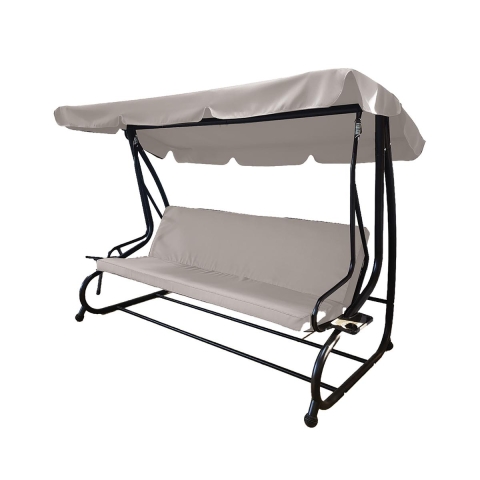 Haveswing til 3 personer med soltag 230x120x165cm grå Deluxe Kampagne
