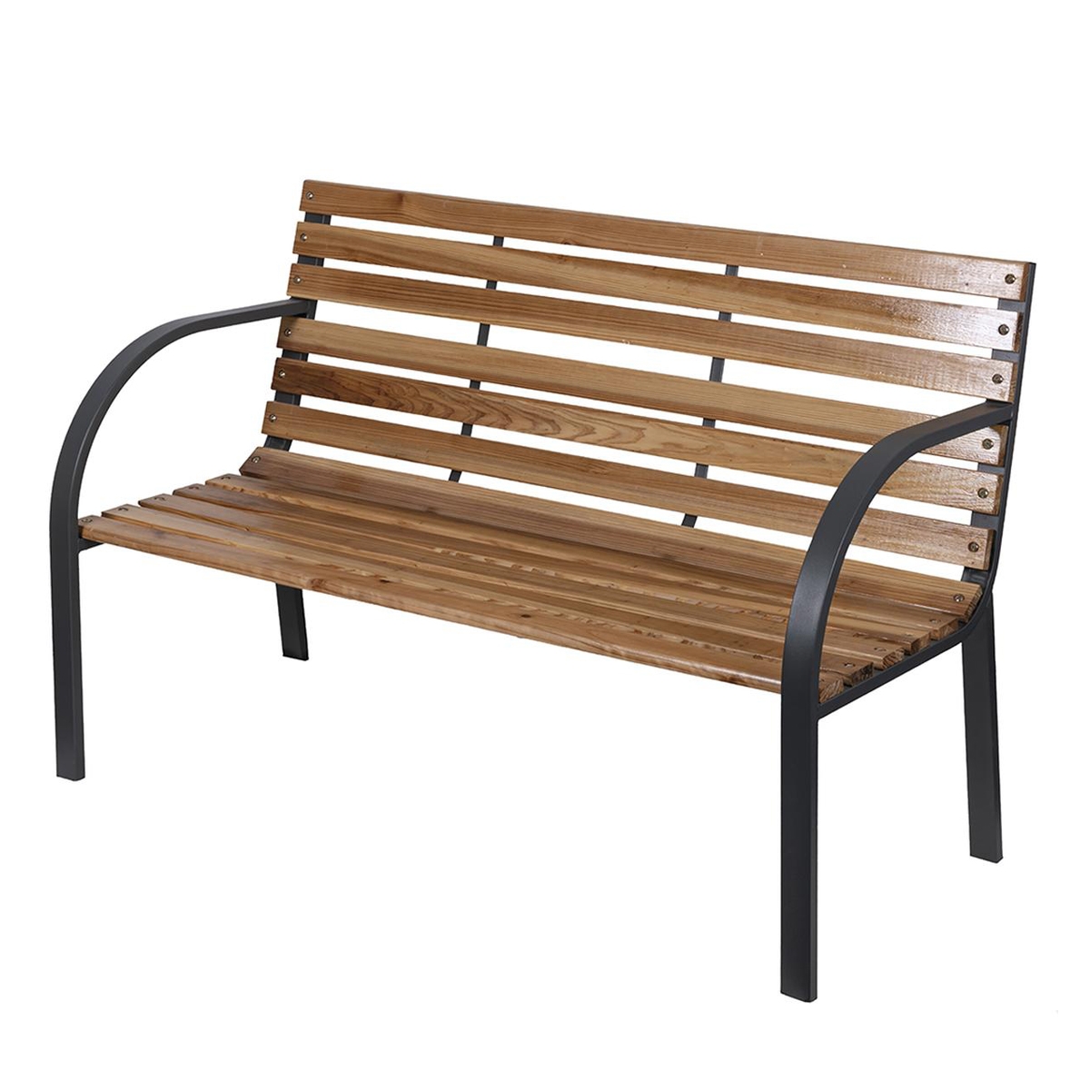 Træbænk i gran og stål 120x58x83 cm Kovek Kampagne