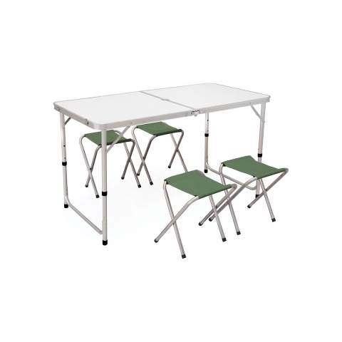 Pic-Quick campingbord-sæt med 4 foldbare taburetter Kampagne